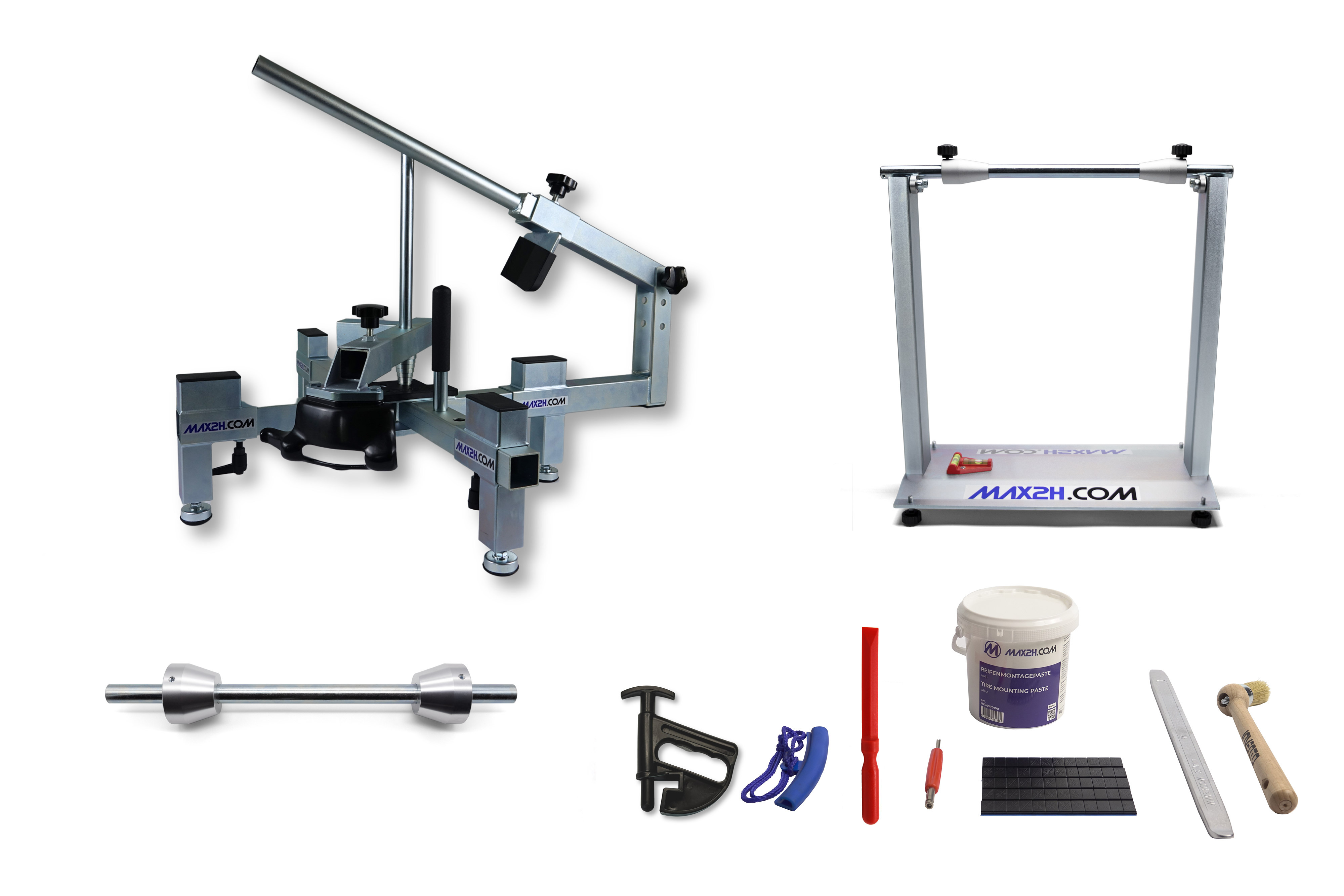 MAX2H® Reifenmontiergerät MG-2 Plus Set für Einarmschwingen 42-62 mm (Klebegewichte schwarz)