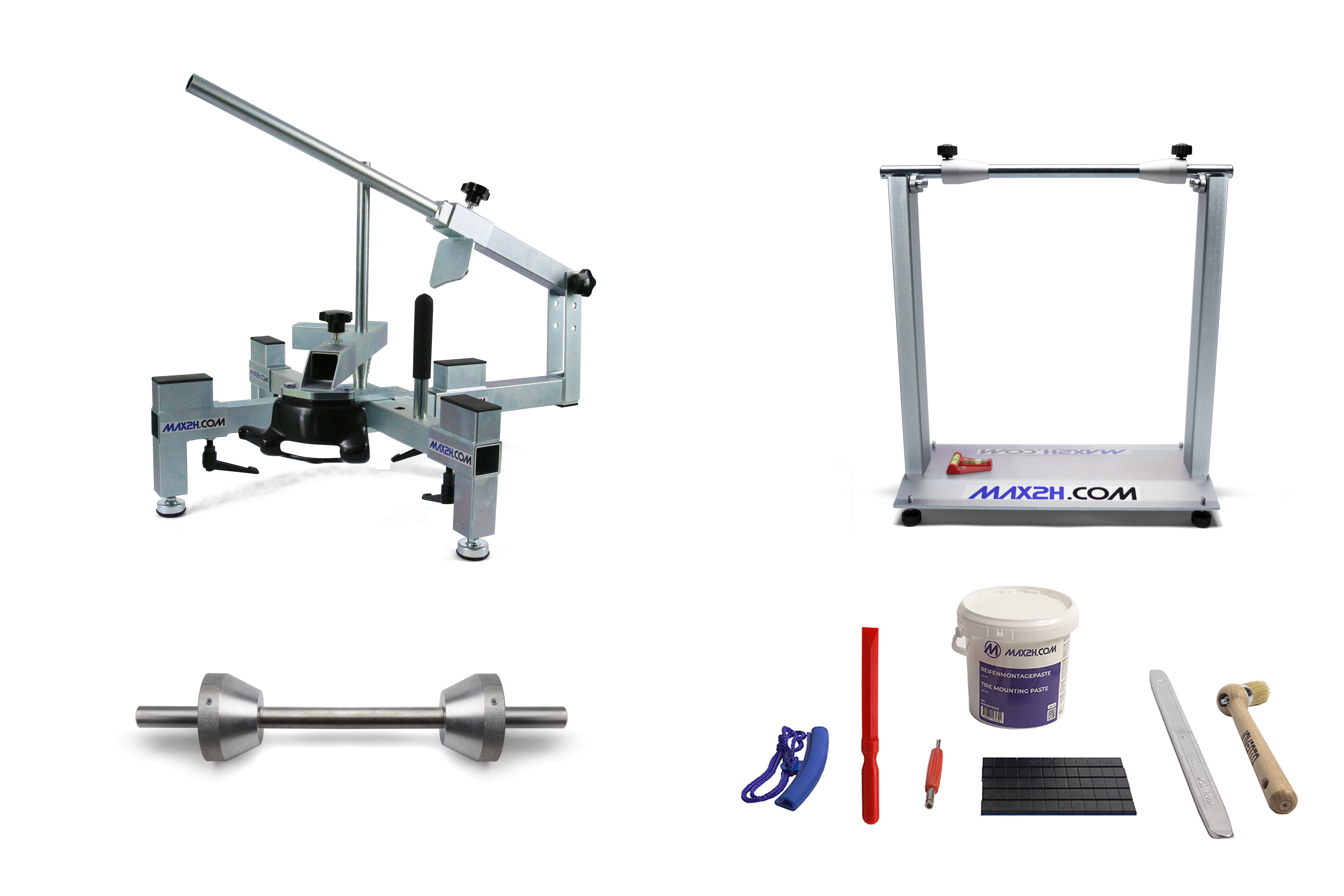 MAX2H® Reifenmontiergerät MG-2 Set für Einarmschwingen 50-80 mm (Klebegewichte schwarz)