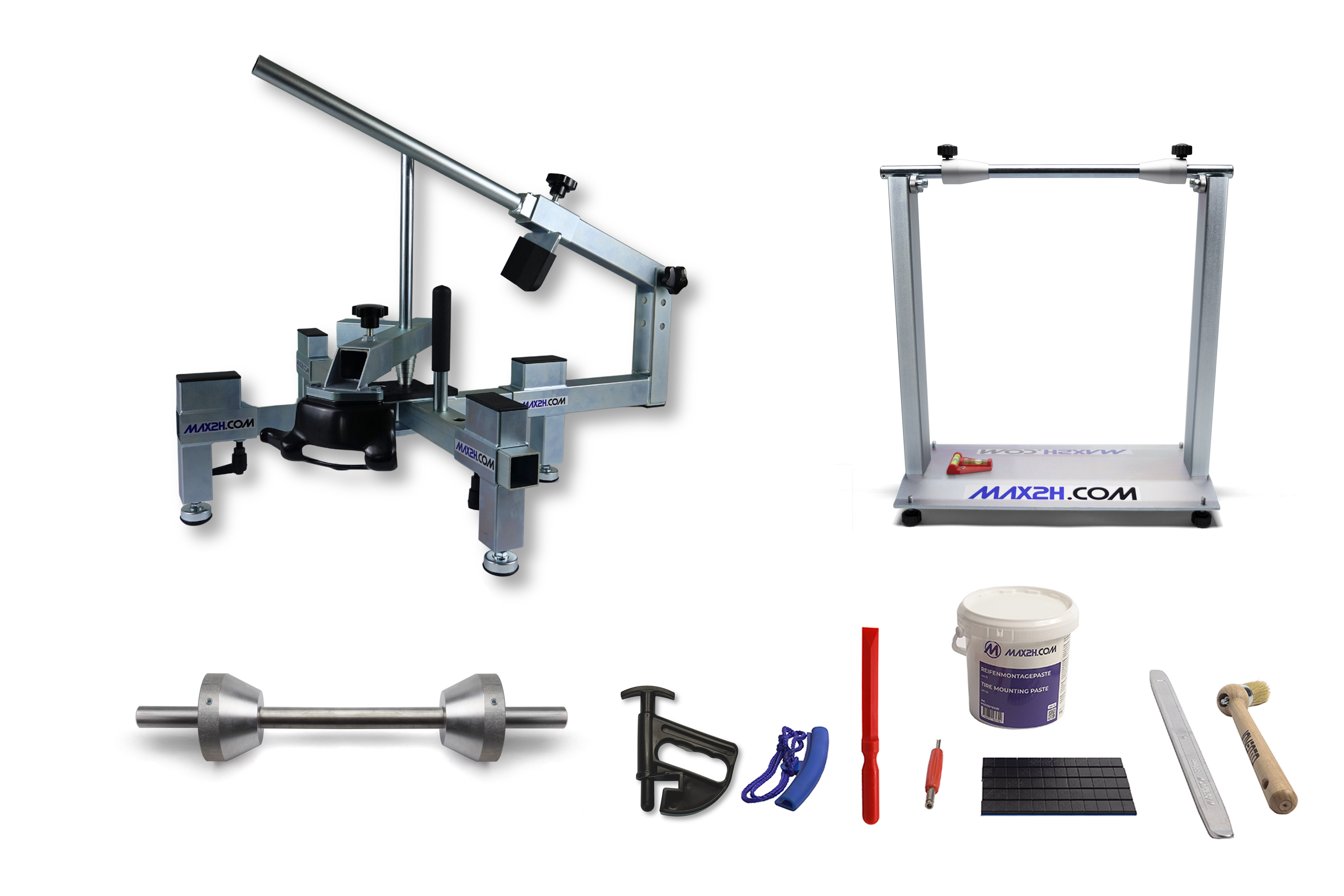 MAX2H® Reifenmontiergerät MG-2 Plus Set für Einarmschwingen 50-80 mm (Klebegewichte schwarz)