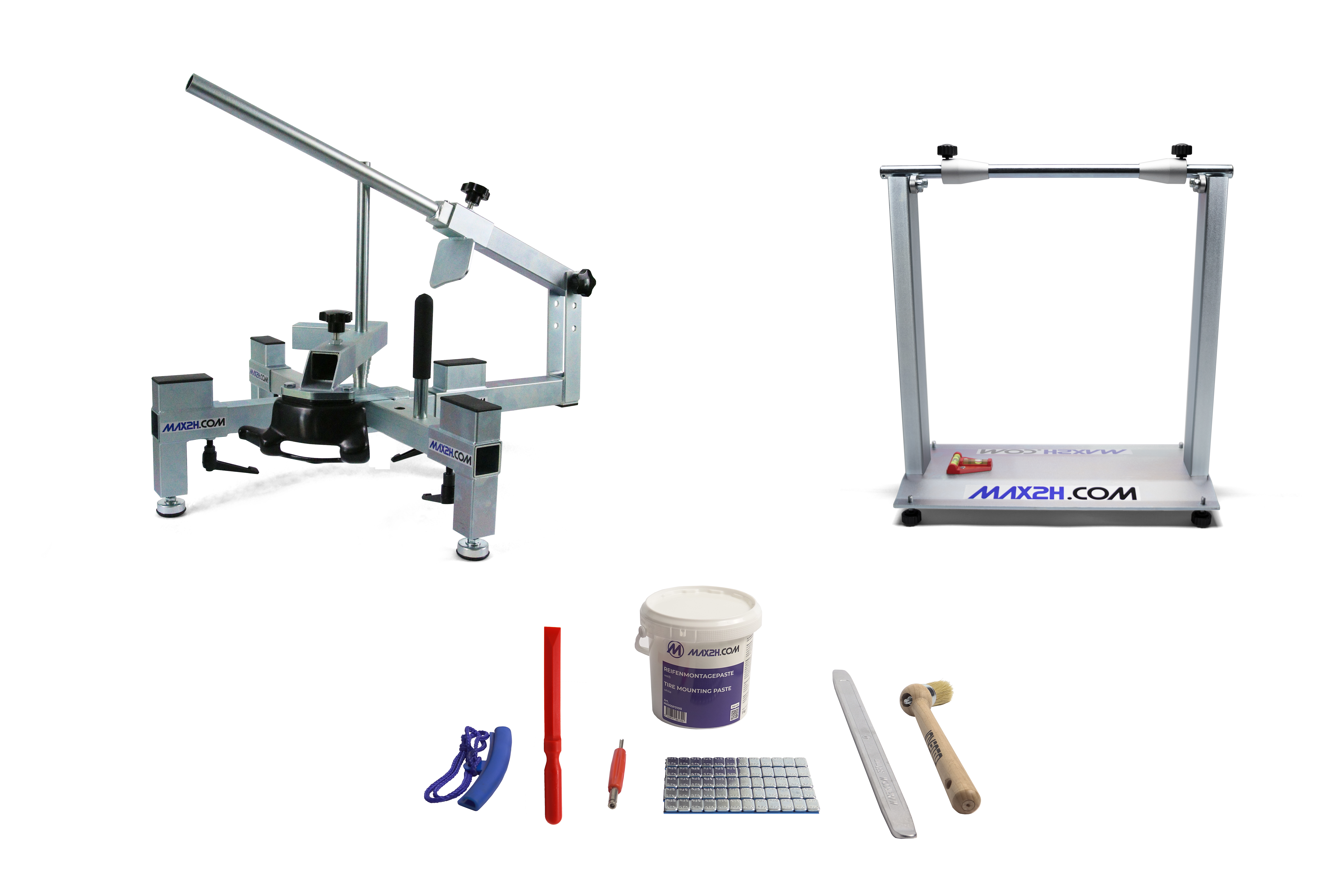 MAX2H® Reifenmontiergerät MG-2 mit Wuchtbock, Starterpaket (Klebegewicht grau)
