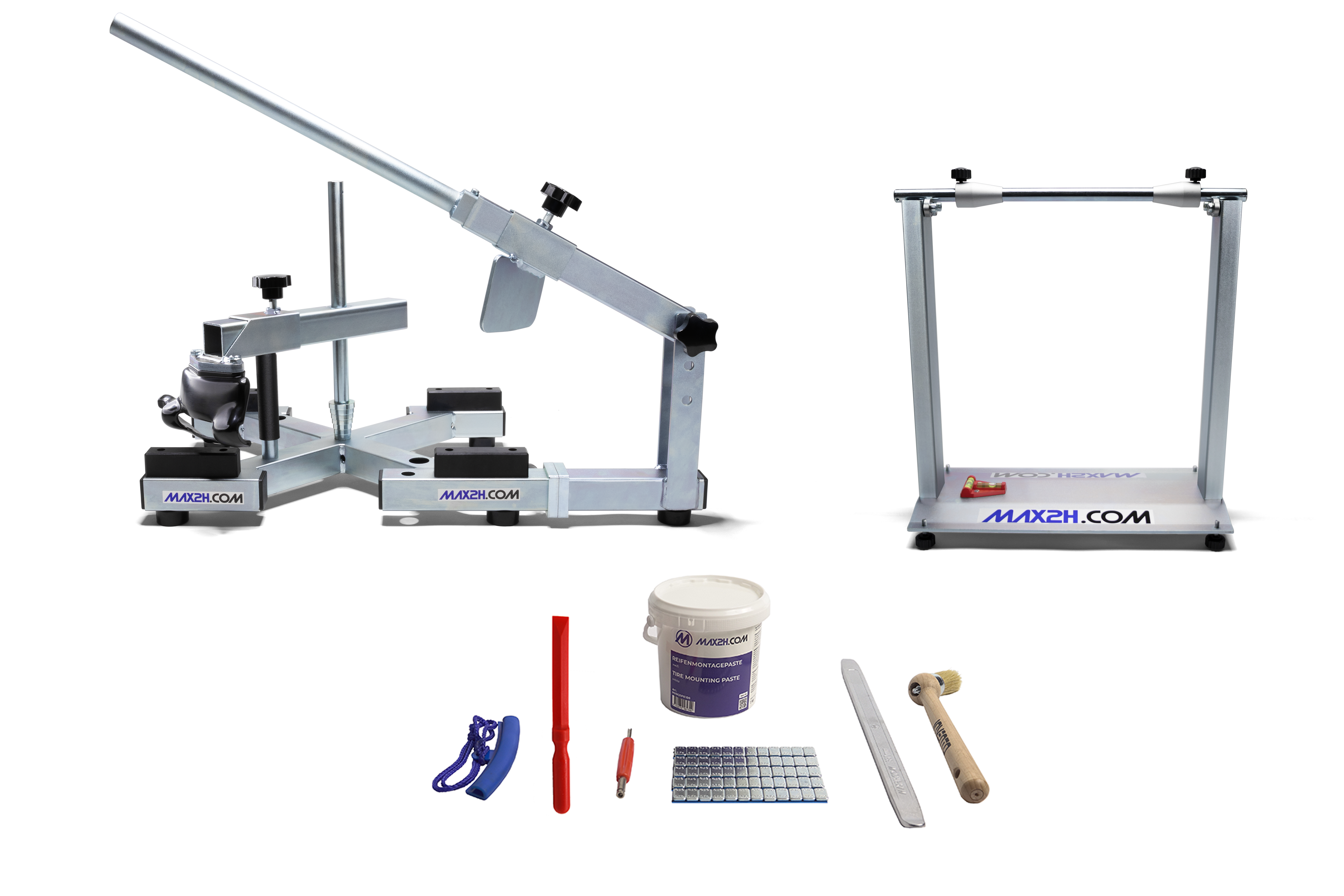 MAX2H® Reifenmontiergerät MG-X mit Wuchtbock und Starterpaket (Klebegewicht grau)