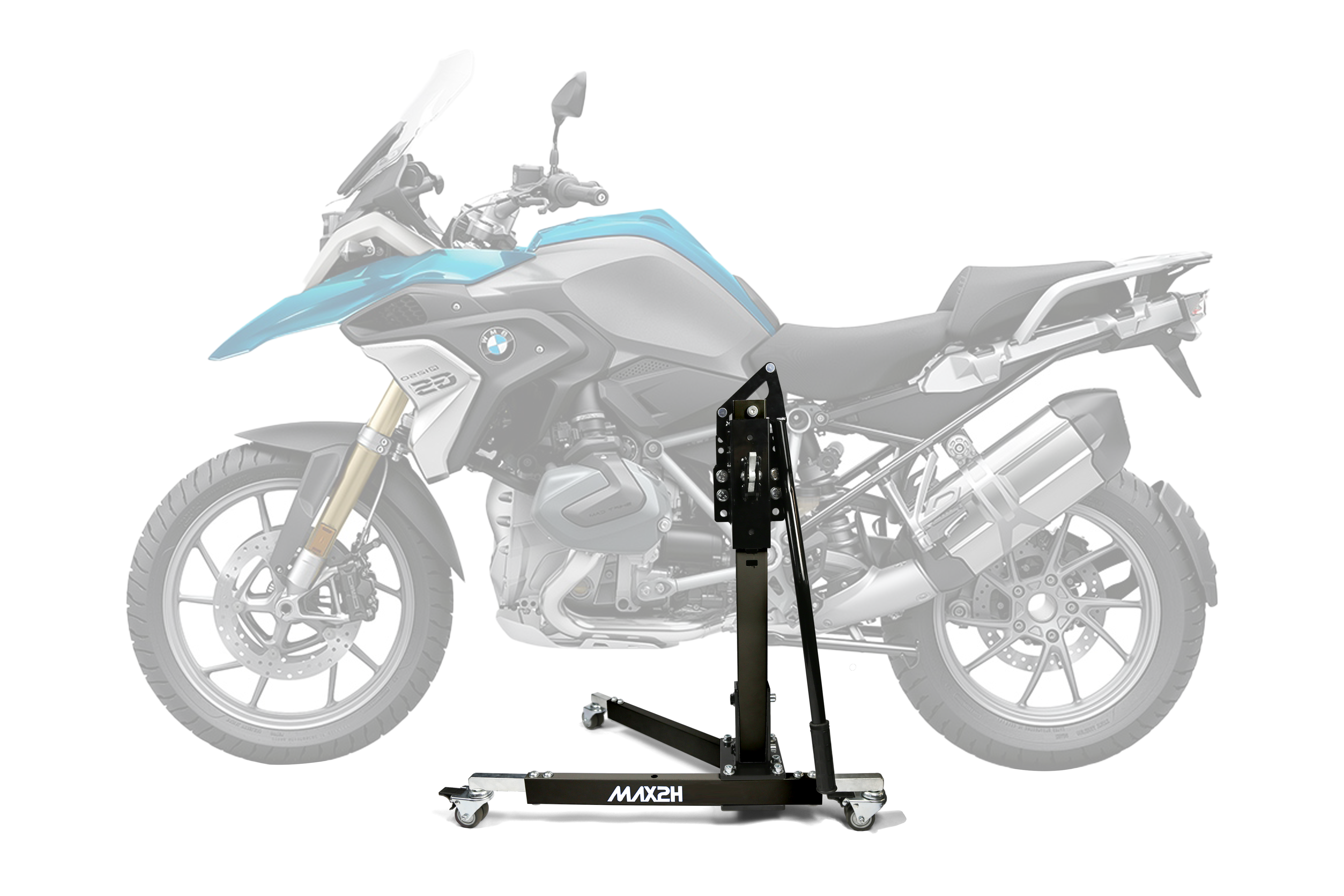 MAX2H® Zentralständer für BMW R 1250 GS (2018 - 2020) mit Zubehör-Sturzbügel - schwarz