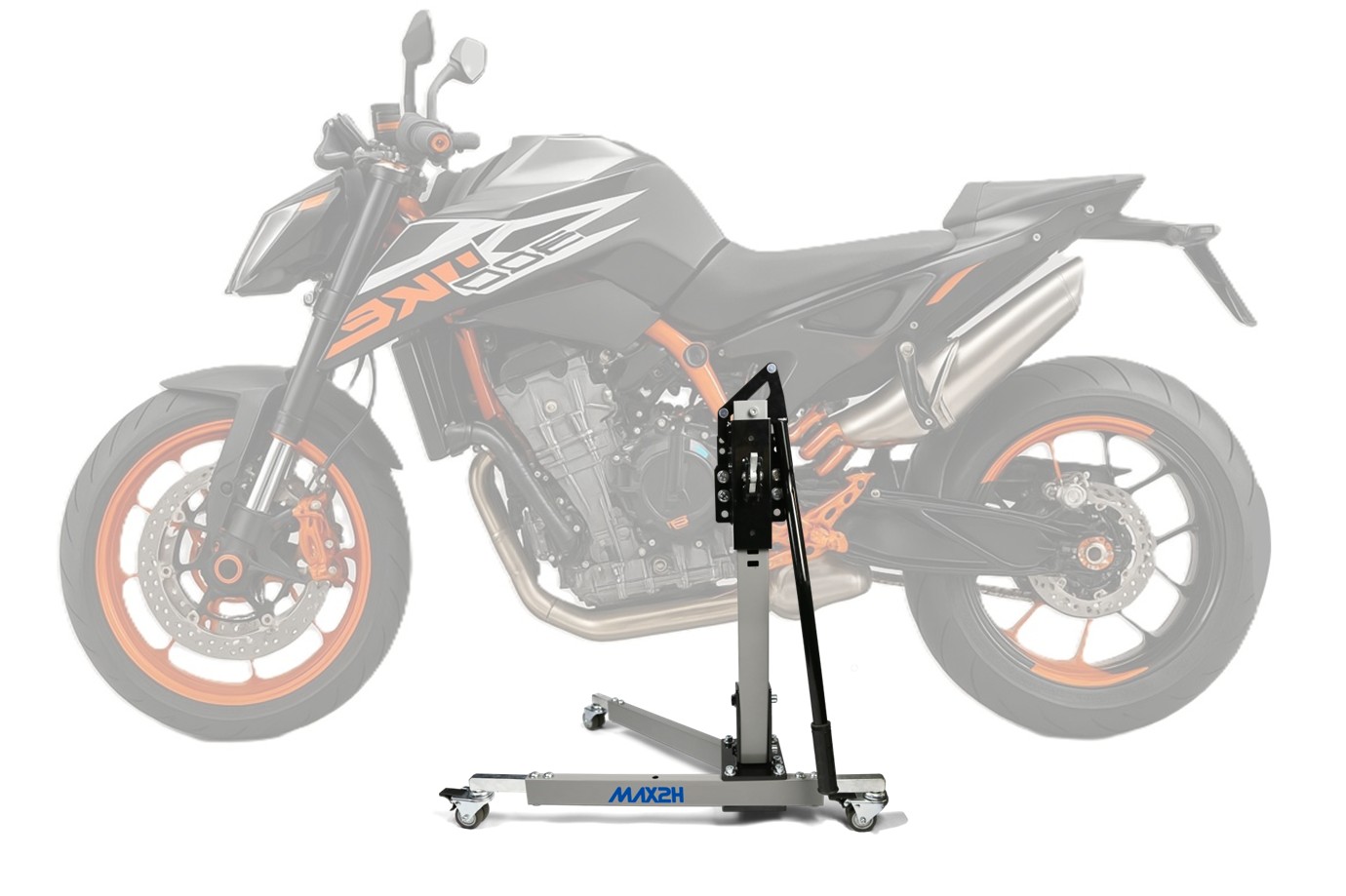 MAX2H Zentralständer EVOLIFT für KTM 890 DUKE R (EURO 5) (2020 - ) mit Racing-Fußrasten - grau